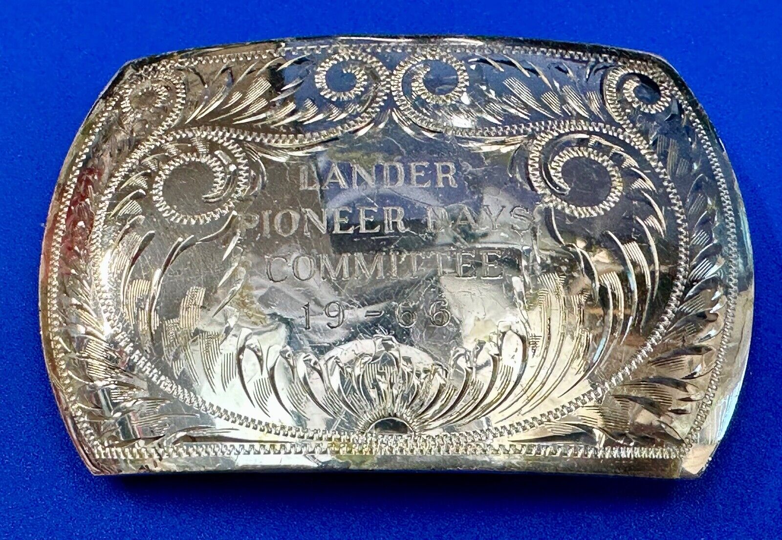Western Engraved Swirl Irvine & Jachens vintage 60's Comstock Silver belt buckle