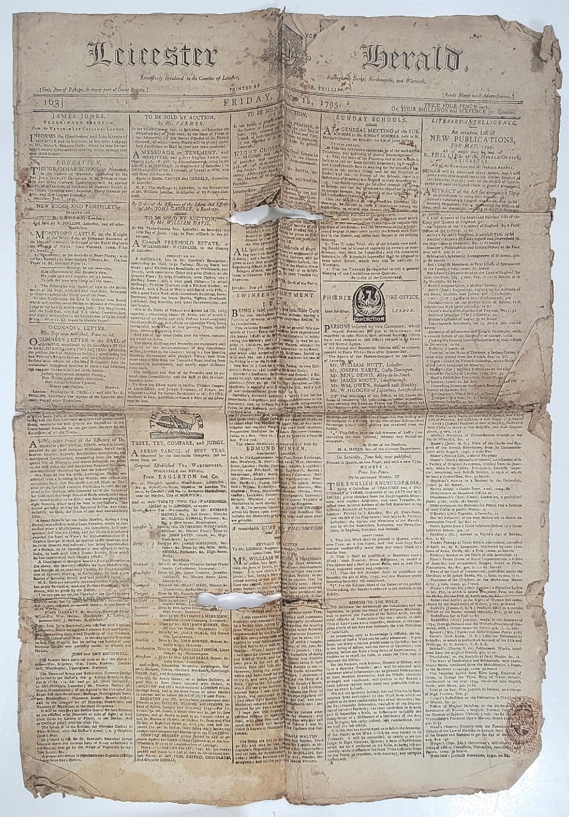 1795 Leicester Herald Newspaper French Revolution National Convention Parliament