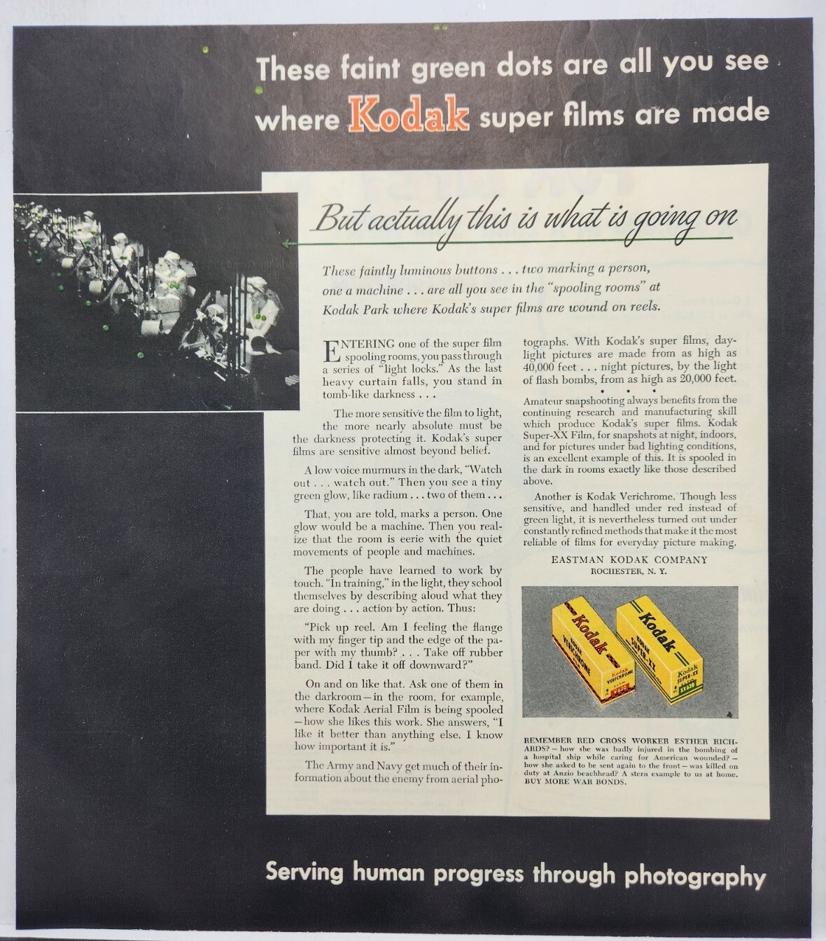 1944 Eastman Kodak Film Original Print Ad Life Magazine Rochester NY 40s 1944 Eastman Kodak Film Original Print Ad Life Magazine Rochester NY 40s