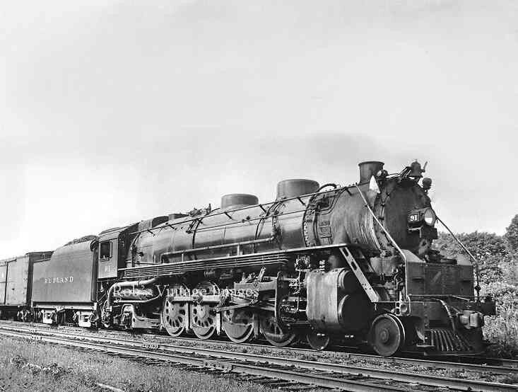 Rutland Railroad  photo 4-8-2 Steam Locomotive 91 train  8x10 in. Vermont