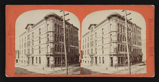 Photo:Baltimore MD 1860s Edifice Building Streetcar Stereoview W M Chase Photo:Baltimore MD 1860s Edifice Building Streetcar Stereoview W M Chase
