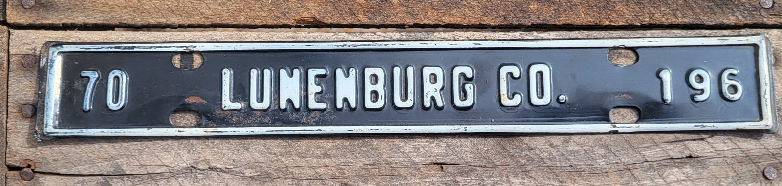 1970 Lunenburg County Virginia License Plate Topper, Low Number #196 1970 Lunenburg County Virginia License Plate Topper, Low Number #196