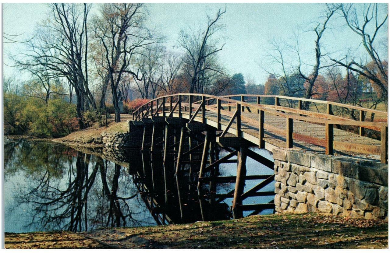 Vintage Old North Bridge Concord Massachusetts Unused Postcard