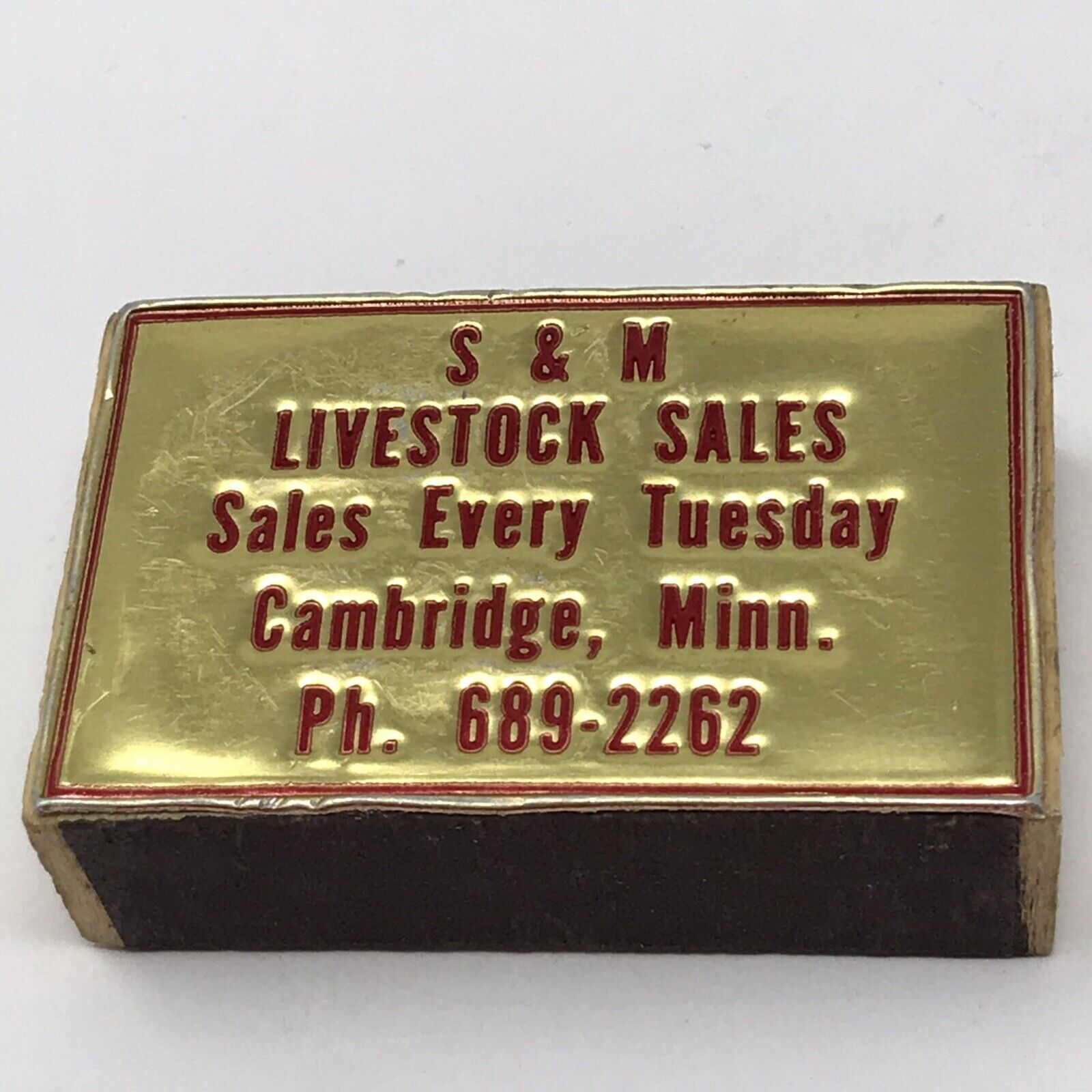 Vintage Matchbook Advertisement Livestock Sales Cambridge Minn