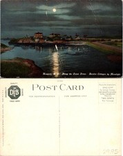 Newport RI Along the Ocean Drive Borden Cottages by Moonlight Postcard 73082 picture