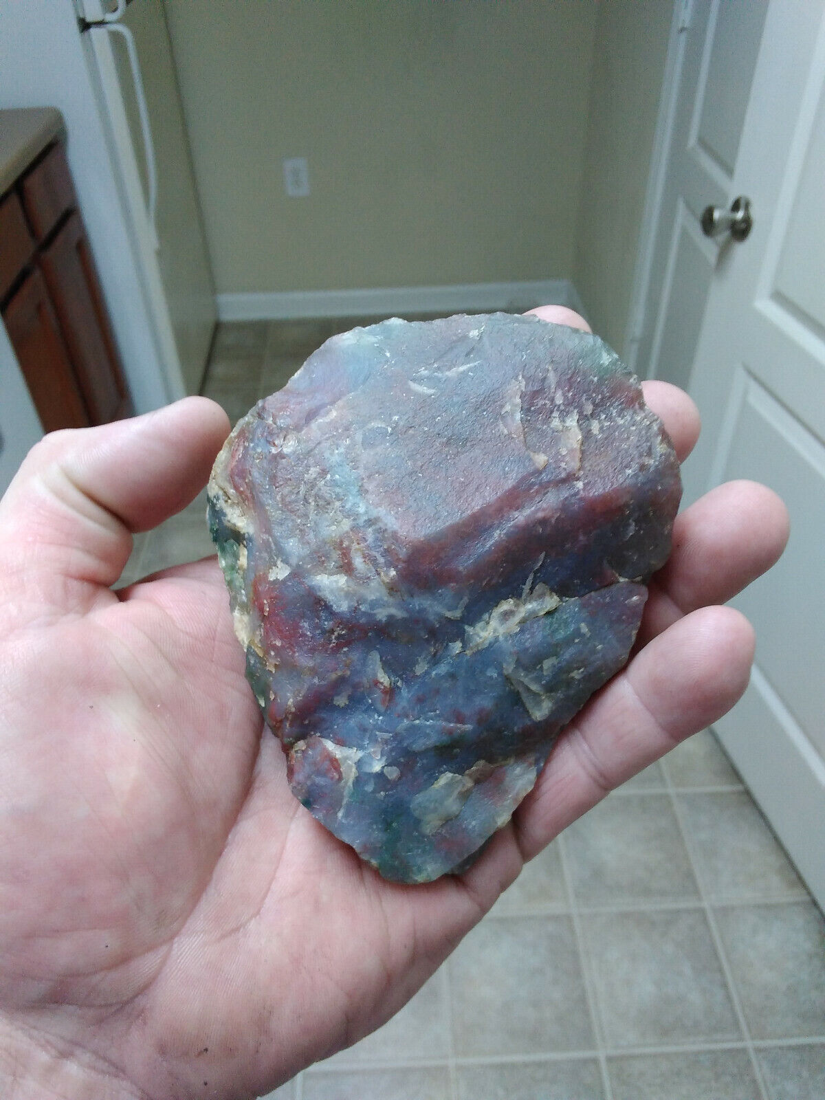NC ( GUILFORD AXE ) GREEN AND PURPLE AGATE - ARCHAIC -  TRULY AMAZING - .