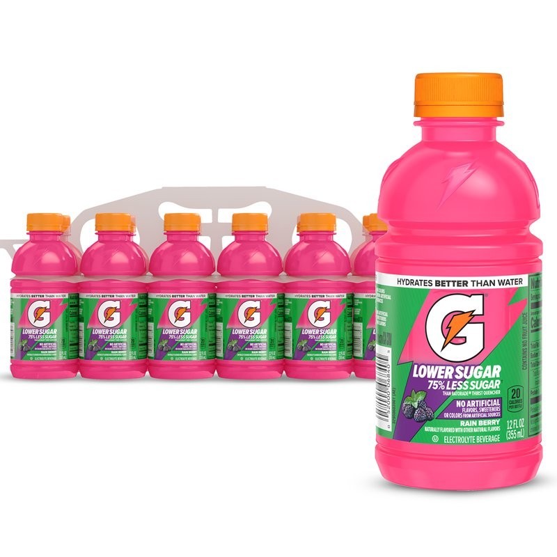 Gatorade Lower Sugar Rain Berry Sports Drink Mini Multipack Bottles 12 fl oz, 12 Gatorade Lower Sugar Rain Berry Sports Drink Mini Multipack Bottles 12 fl oz, 12