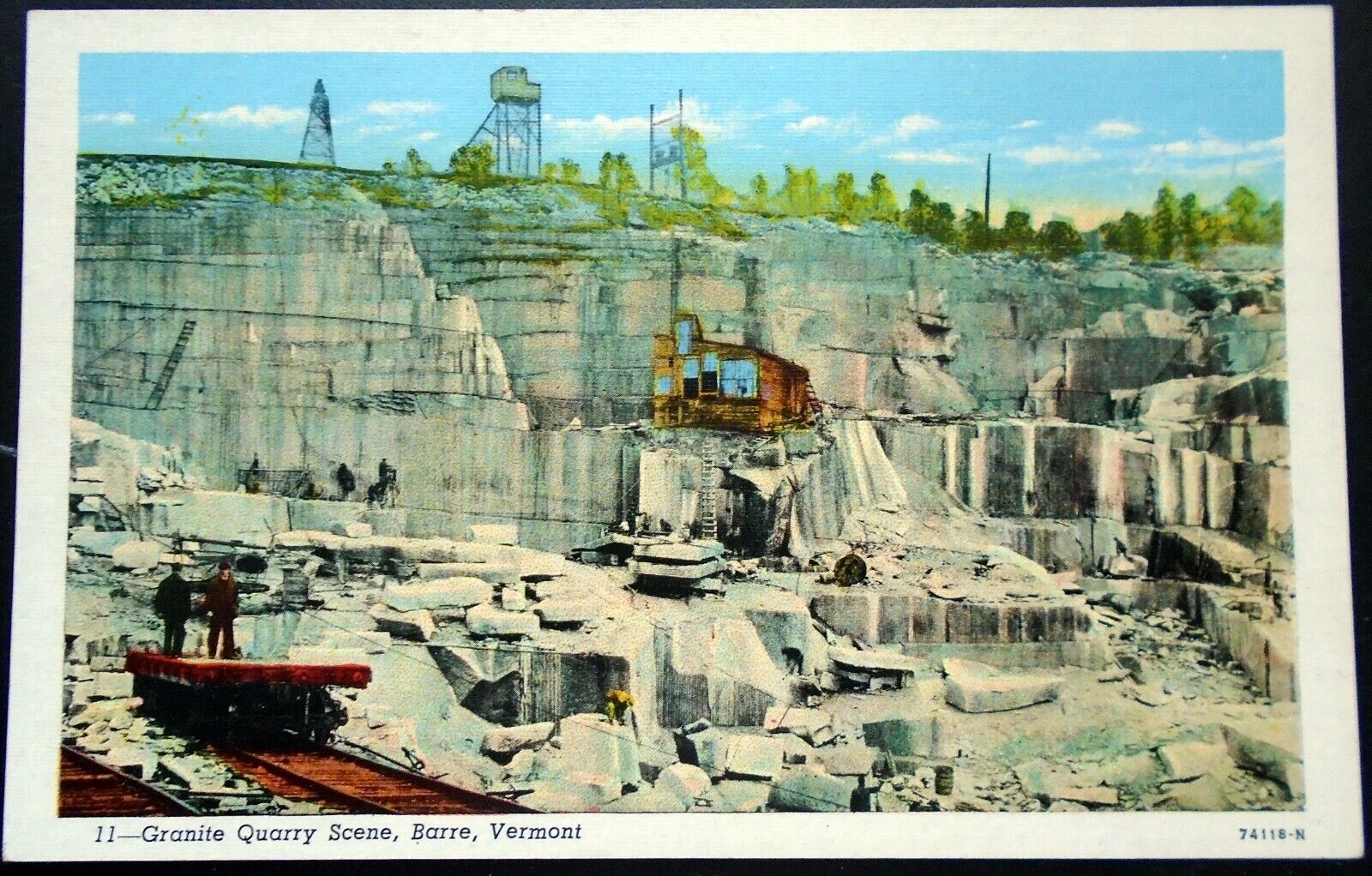 1930s Granite Quarry Scene, Open Pit Quarry, Barre, VT 