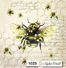 (1025) TWO Paper LUNCHEON Decoupage Art Craft Napkins - QUEEN BEE SCRIPT COMB picture