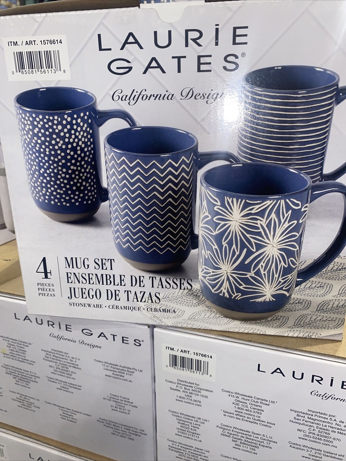 Laurie gates ceramic mugs navy NEW