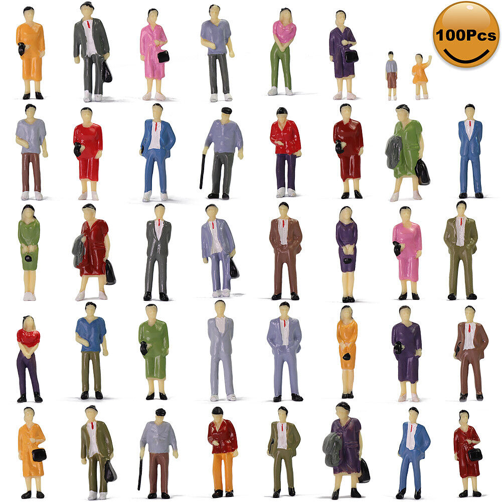 100pcs O Scale 1:43 Standing Painted Figures People Passenger 14 Different Pose