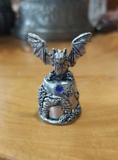 Vintage Comstock pewter bat thimble with rhinestone picture