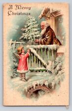 c1910 Old World  Brown Hatless Santa Claus Angel Gate Christmas P506A picture