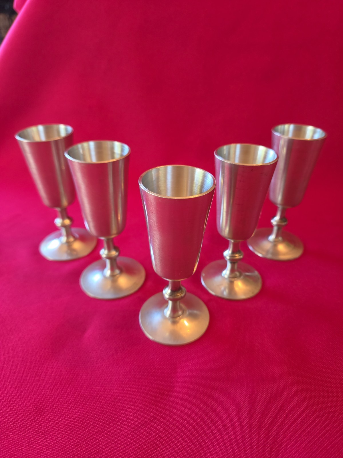 Woodbury Pewterers Cordial Stem 5 Matched ATC Stamped Woodbury Pewterers Cordial Stem 5 Matched ATC Stamped