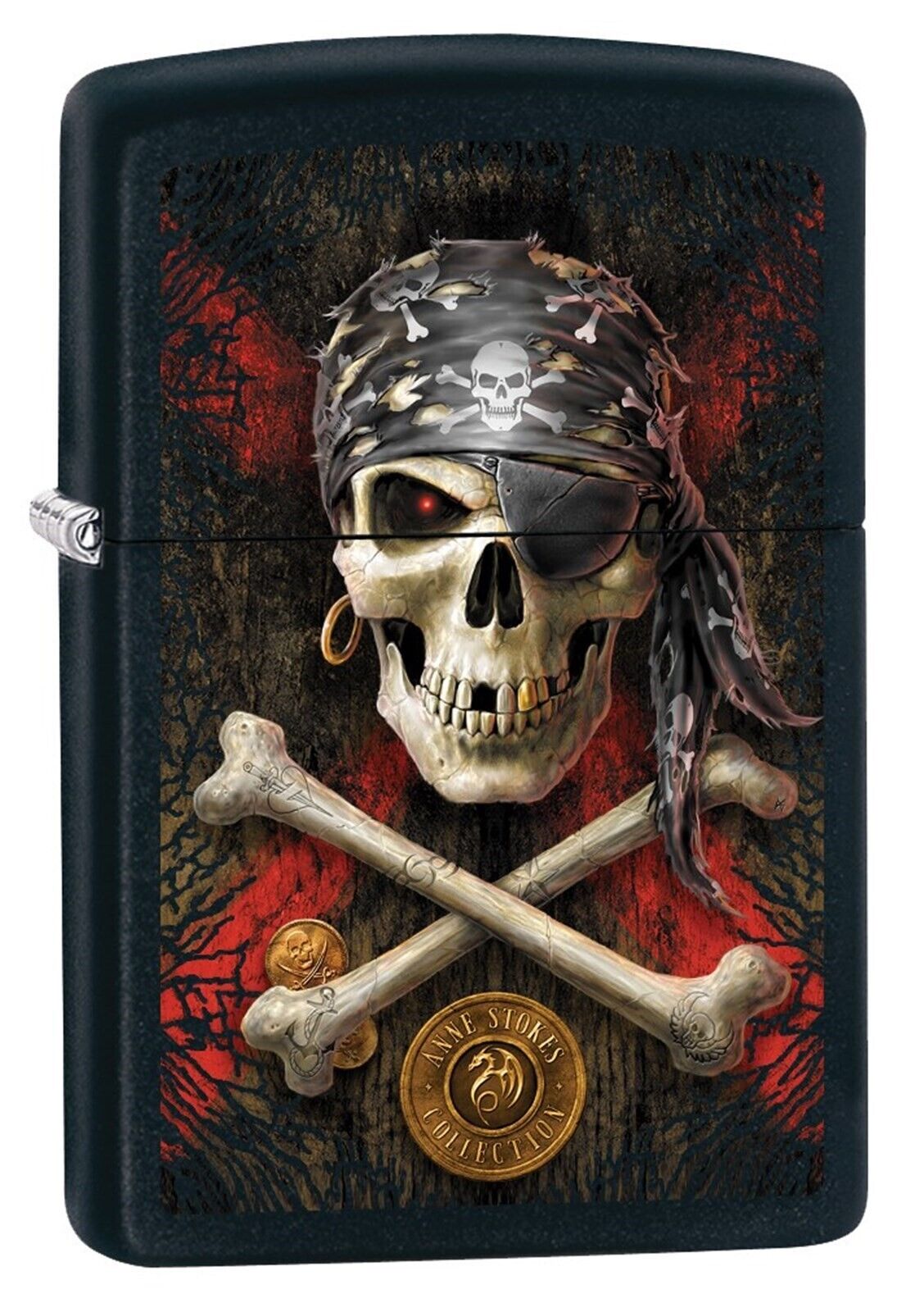 Zippo Lighter, Anne Stokes Pirate Skull - Black Matte 78819