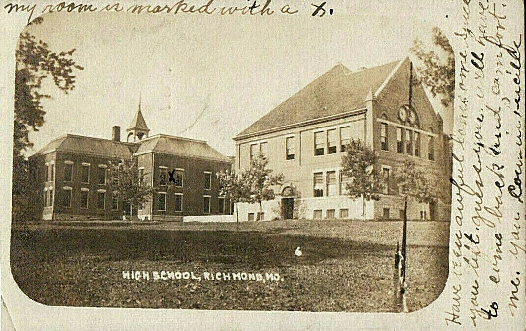 Antique 1909 HIGH SCHOOL RICHMOND MO Ephemera Postcard