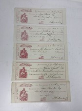 1875 J.S. Kidder Depot Store Receipt Check Lot of 5 Antique Livingston Printer picture