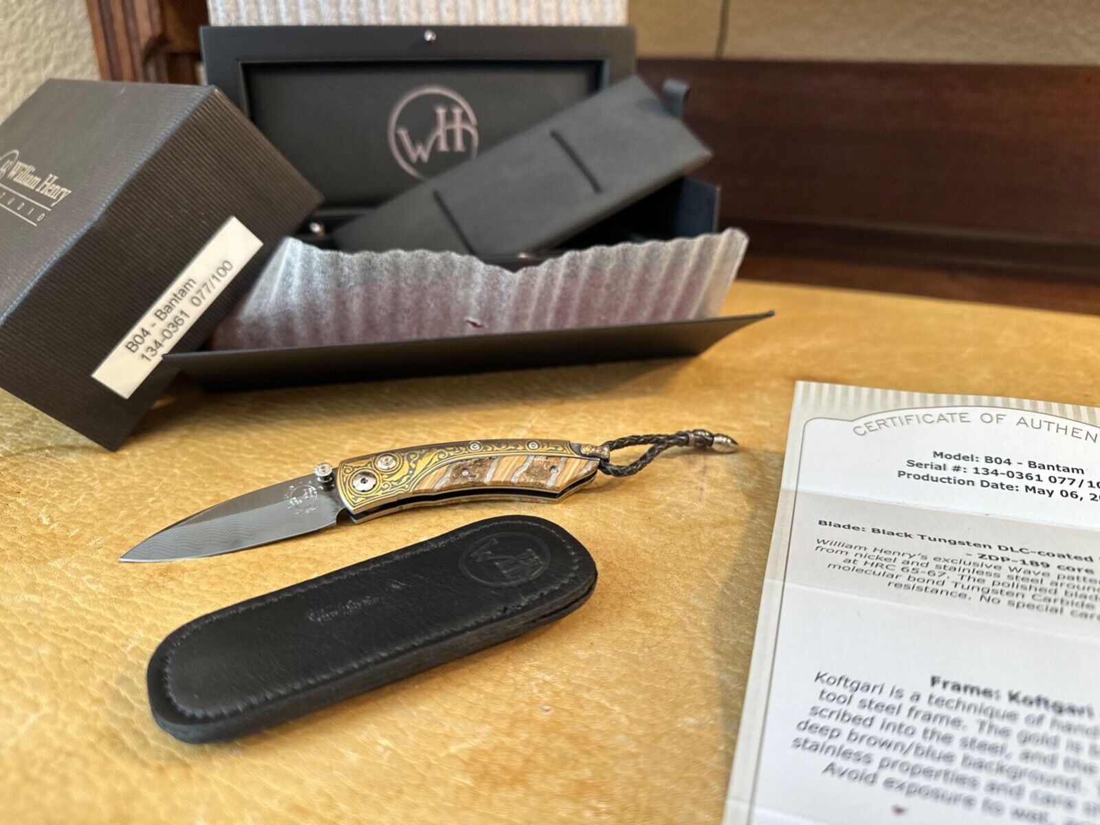 William Henry Pocket Knife B04 - Custom Bantam #77/100 Koftgari