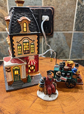 Department 56 Chelsea Market Hat Monger Cart  Plus Bonus Habadashery Building picture