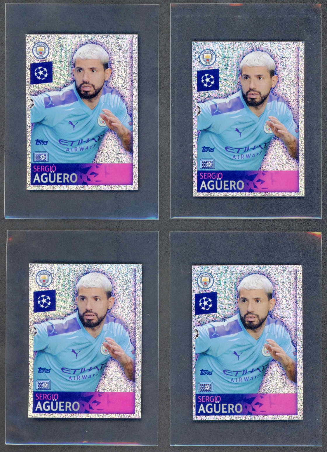 2019-20 Topps UEFA Champions League Sticker Lot of 4 #329 Sergio Aguero