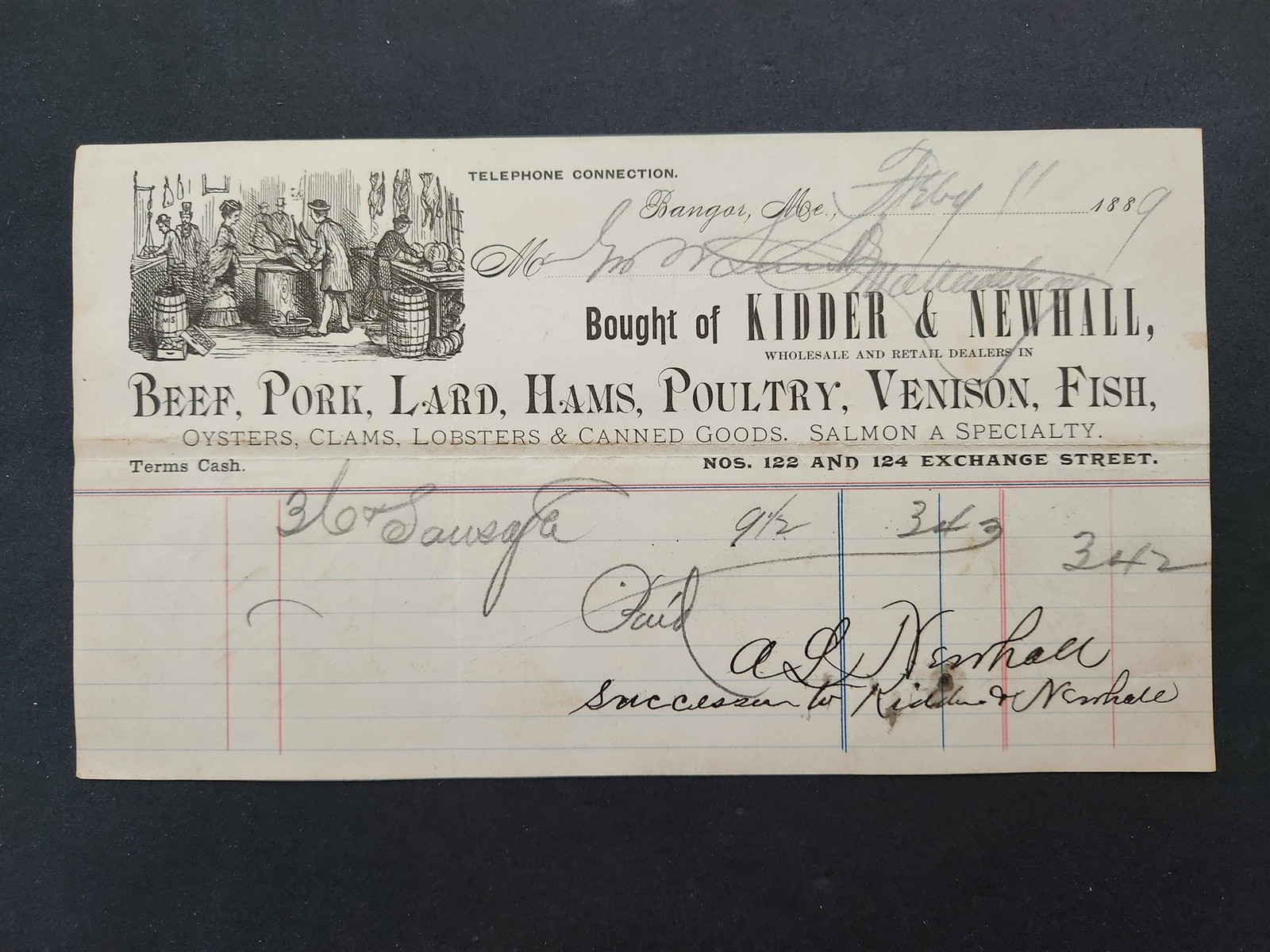 1889 antique B P KIDDER & CO bangor me BEEF PORK LARD FISH LOBSTER SALMON OYSTER 1889 antique B P KIDDER & CO bangor me BEEF PORK LARD FISH LOBSTER SALMON OYSTER