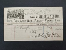1889 antique B P KIDDER & CO bangor me BEEF PORK LARD FISH LOBSTER SALMON OYSTER picture
