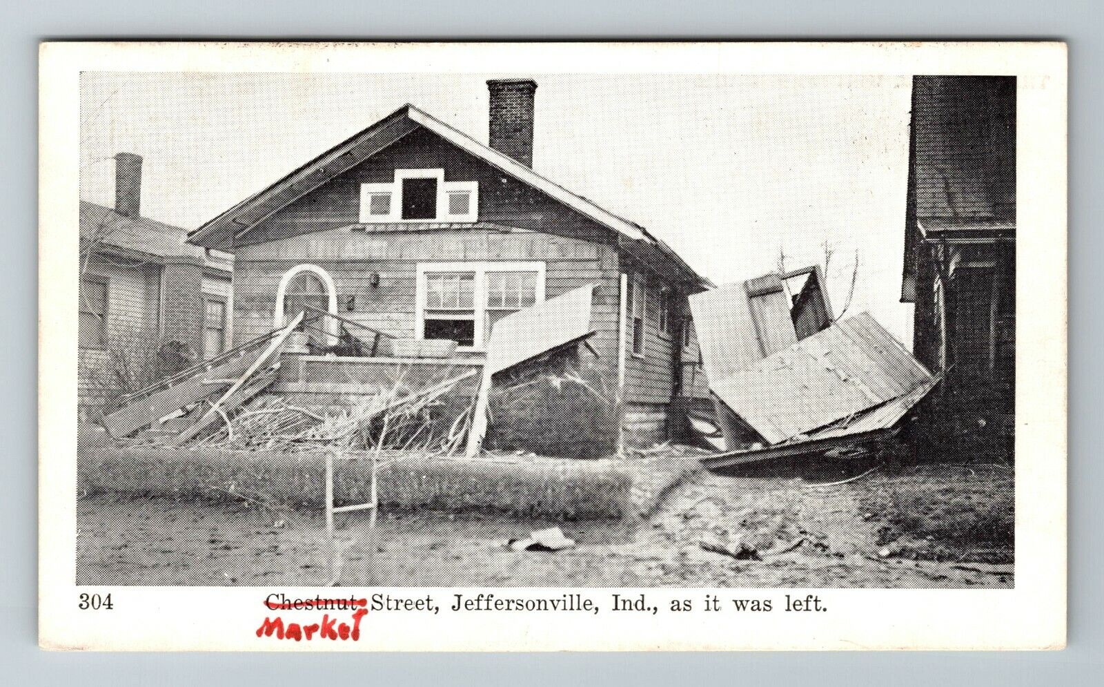 Jeffersonville N- Indiana, Market Street Outside House, Vintage Postcard