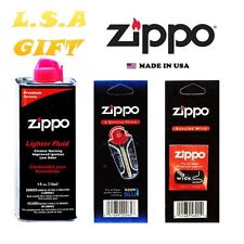 Zippo Lighter 4.oz Fuel Fluid And 1 Flint & 1 Wick Value Combo Gift Set picture