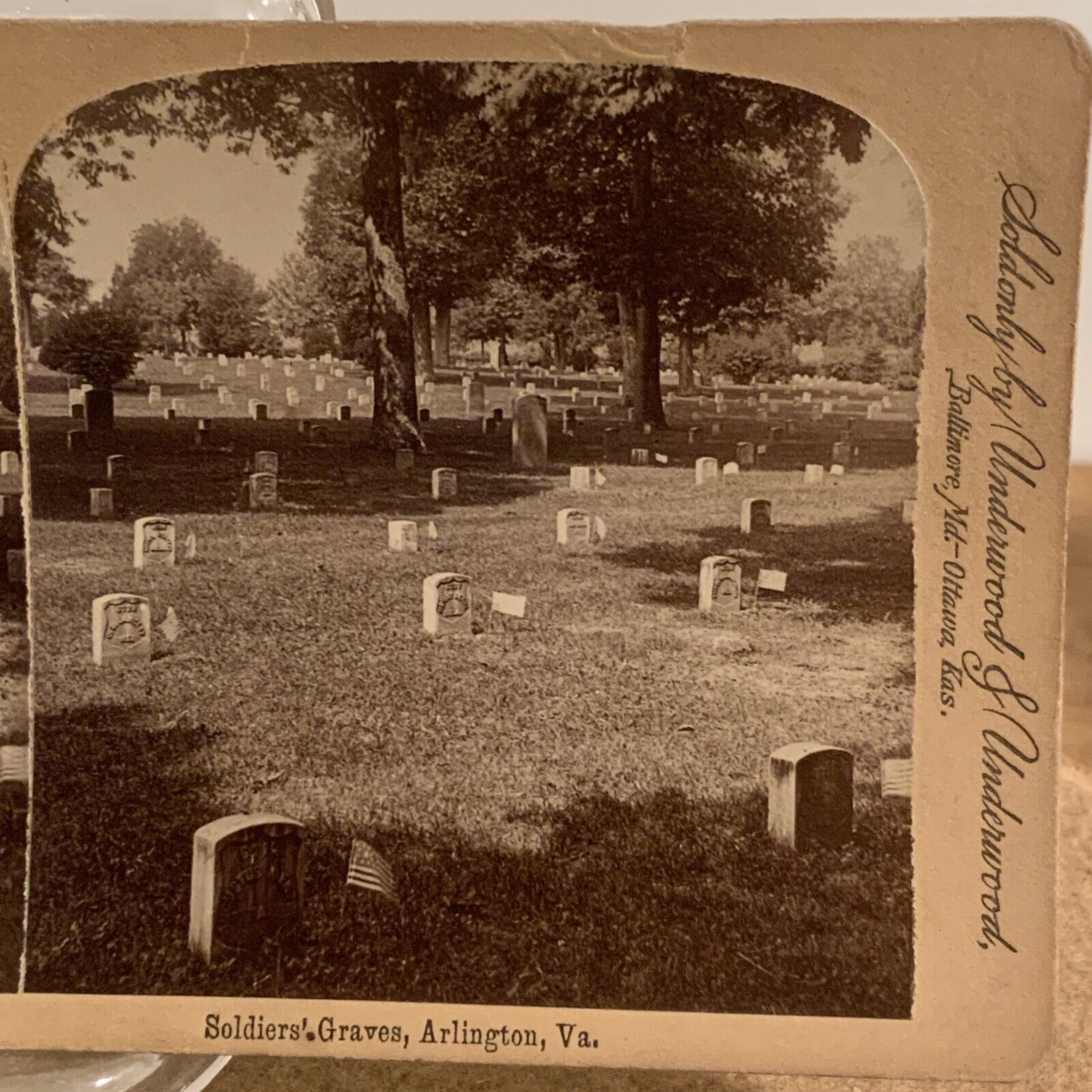 VINTAGE ANTIQUE CAMERA STEREOVIEW STEREOSCOPE CARD Arlington Virginia Cemetery