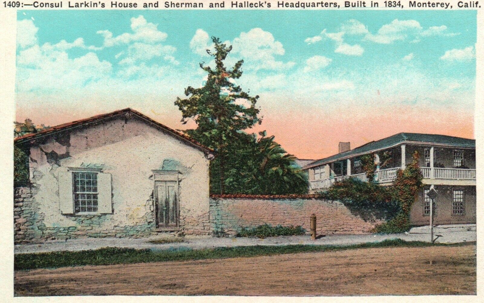 Monterey, CA, Consul Larkin's House, Sherman & Halleck HQ, Old Postcard a2995