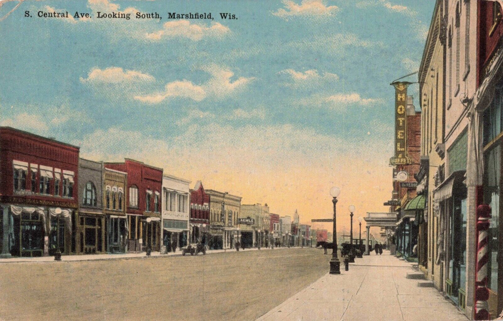 Central Avenue South Marshfield Wisconsin WI 1916 Postcard