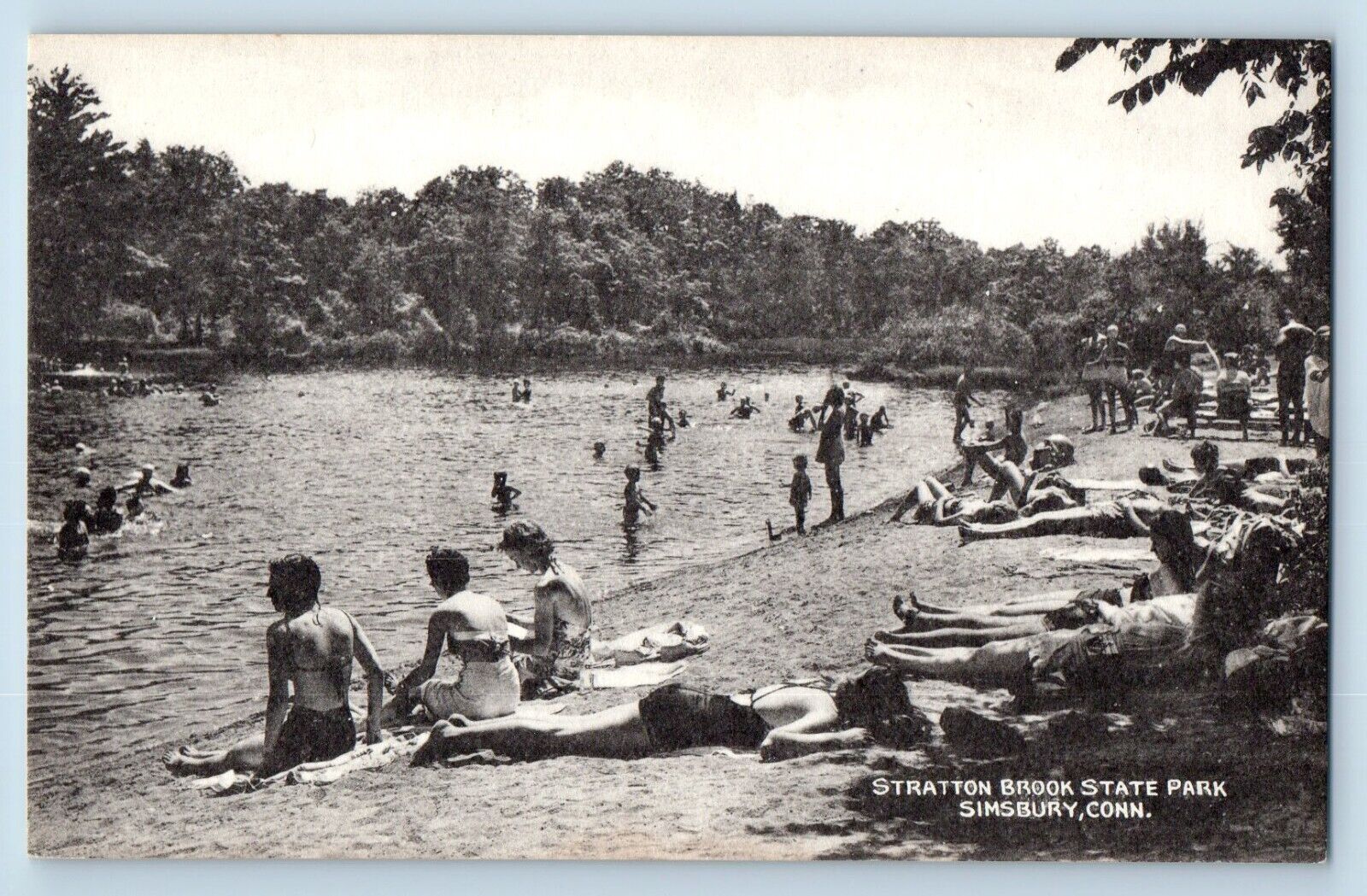 c1940 Stratton Brook State Park Simsbury Connecticut CT Vintage Antique Postcard