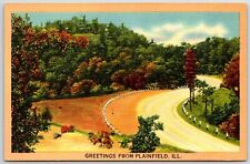 Greetings From Plainfield, Illinois postcard unposted linen unp picture