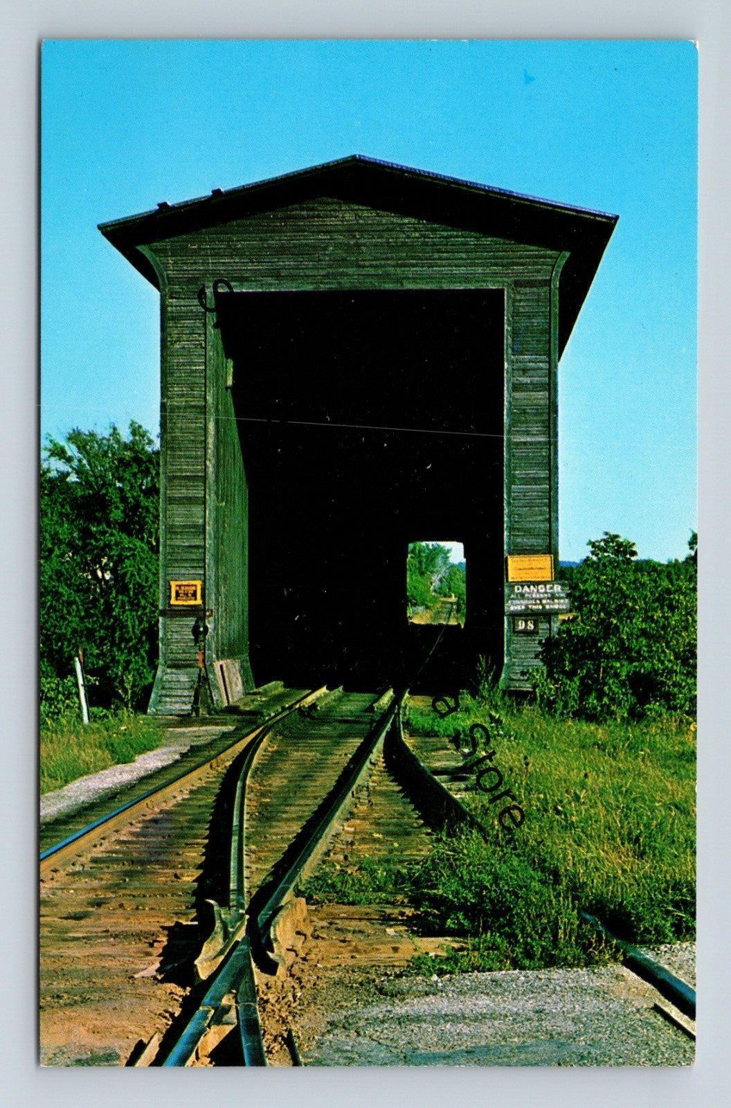 Postcard Old Railroad Wooden Covered Bridge Missisquoi River Swanton Vermont