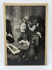 Antique Photograph of Children with Bellows Camera and Photo-Era Magazine 1920s? picture