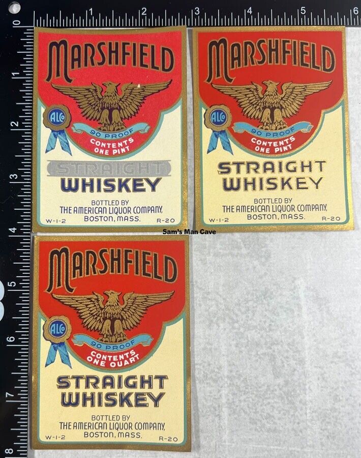 Marshfield Straight Whiskey Label Set - MASSACHUSETTS