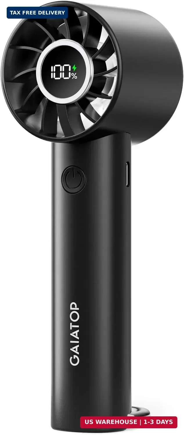 Portable Mini Fan, 3 Speed Handheld Fans with Power Display Flashlight, USB Rech Portable Mini Fan, 3 Speed Handheld Fans with Power Display Flashlight, USB Rech