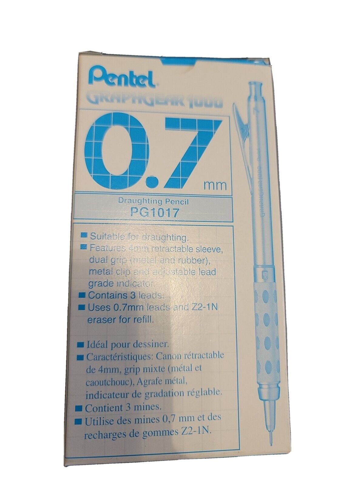 Pentel Graph Gear 1000 Automatic Drafting Pencil, 0.7mm Lead Size, Blue Barre...