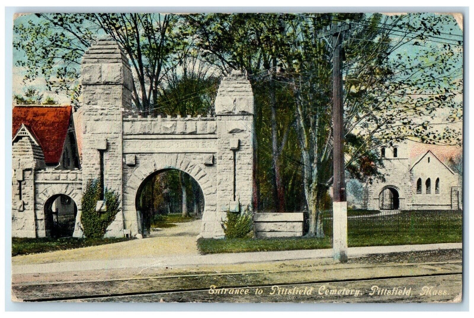 1910 Entrance Pittsfield Cemetery Exterior Pittsfield Massachusetts MA Postcard