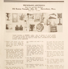 1967 Hickman's Antiques Shop Advertisement Shrewsbury Massachusetts DWUU6 picture
