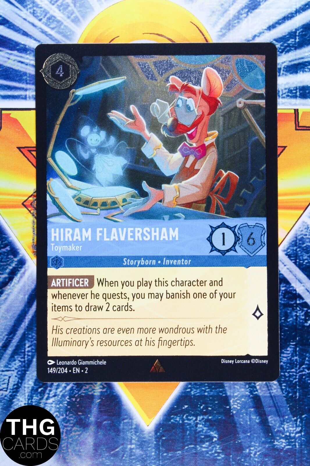 Hiram Flaversham, Toymaker 149/204 Rare Foil Lorcana Rise of Floodborn Card