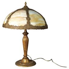Antique Arts & Crafts Bradley & Hubbard School Slag Glass Table Lamp c1920 picture