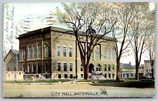 Waterville Maine DB Postcard City Hall Exterior Street View Posted 1910 picture
