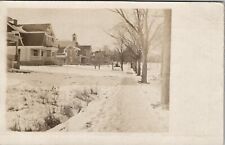 RPPC East Bloomfield New York Snow Street Homes School C.A. Parker Postcard U18 picture