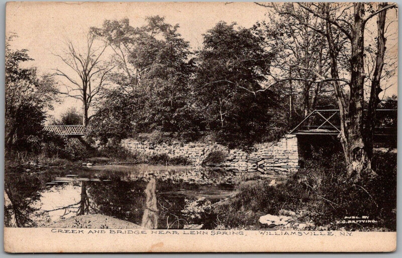 Postcard Creek and Bridge Near Lehn Springs; Williamsville, New York 1907 Ed