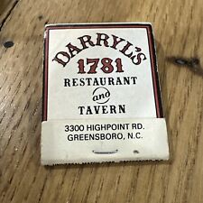 Vintage Full Matchbook - Darryl’s 1781 Restaurant Bar - Greensboro, NC picture