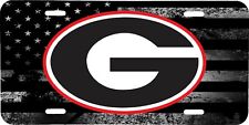 DISTRESSED AMERICAN FLAG TACTICAL GEORGIA BULLDOGS ALUMINUM LICENSE PLATE TAG picture