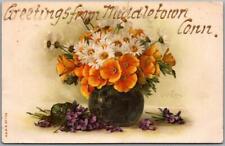 Middletown, Connecticut Greetings Postcard Flowers in Vase 1907 Cancel picture