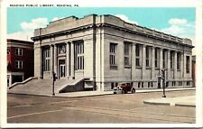 Reading Public Library Streetview Reading Pennsylvania Old Car WB Postcard picture
