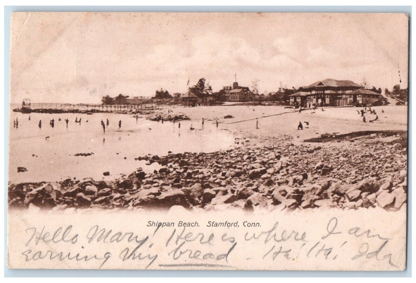 1910 Shippan Beach Exterior Building Rocks Stamford Connecticut Vintage Postcard
